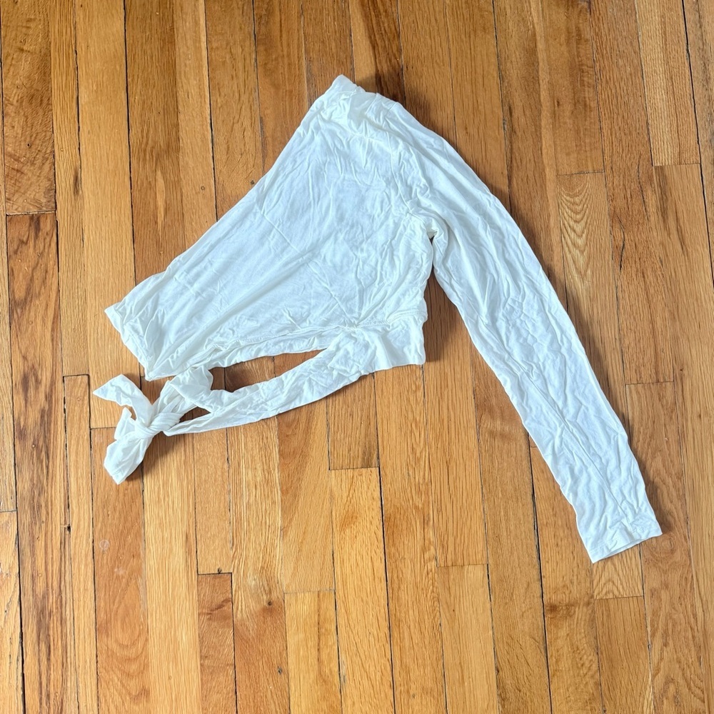 LOVERS + FRIENDS‎ White Crop Top One Shoulder Long Sleeve Blouse Sz Medium